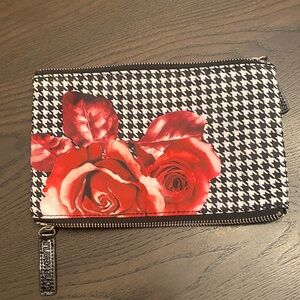 Black and White Cosmetic bag with Red Rose Design